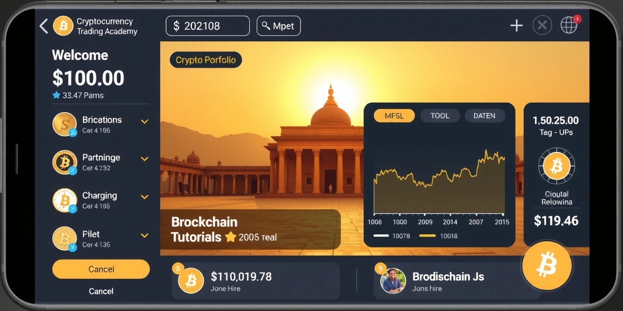 Cryptocurrency Academy mobile game displaying crypto portfolio simulation